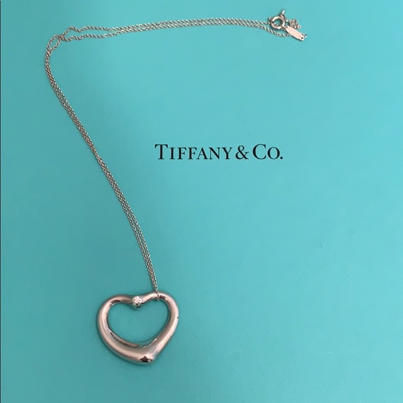 ♦️Sold♦️ Elsa Peretti Open Heart Diamond Pendant - Picture 3 of 6